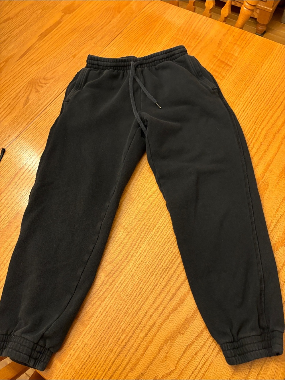 aerie Black Fleece Joggers with Drawstring